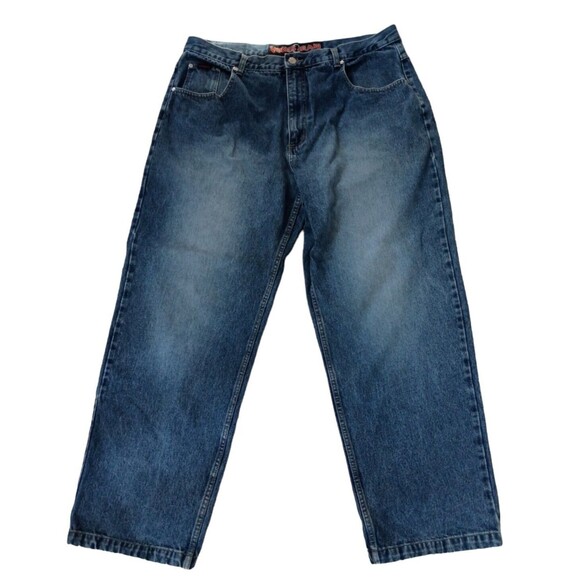 Vibes Jeans Men's 40 x 34 (32) Blue Denim Baggy Skater Urban Y2K Vintage Pants - Picture 2 of 11